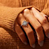 Sterling Silver Lotus Flower Diamond Ring Jewelry Gifts