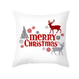 Home Decoration White Merry Christmas Bright Pillowcase Cotton Pillow Cover