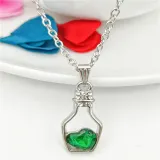 Heart Type Crystal Pendant Silver Golden Chain Jewelry Necklace