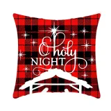 Home Decoration Christmas Letter Pillow Cover Red Plaids Pillowcase