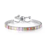 Square Multicolor Adjustable Crystal Birthstone Bracelet Gift For Mom Friends