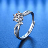 Silver Moissanite Shiny Diamond Ring For Women Girls With Gift Box