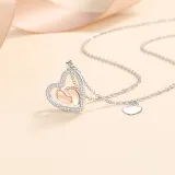 Love Heart Mom Necklace 925 Sterling Silver Necklaces Birthday Mother's Day Jewelry Gift for Women