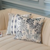 Floral Cut Pile Fabric Pillow Cover Embossed Stripes Throw Pillows Case