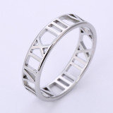 Fashion Jewelry Roman Numerals Hollow Out Stainless Steel Ring