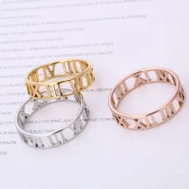 Fashion Jewelry Roman Numerals Hollow Out Stainless Steel Ring