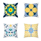 4PCS Home Cotton Decorative Geometry Pattern Printing Throw Pillow Case Cushion Covers For Sofa Couch Bed Chair