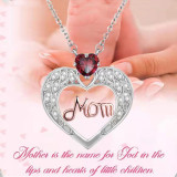 Silver Heart Mom Necklace Diamond Jewelry Birthday Mother's Day Gift for Women