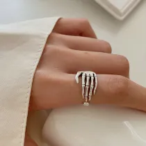 Retro Jewelry Silver Hands Skeleton Five Claws Ring