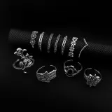 62PCS Vintage Silver Knuckle Stackable Finger Rings Set