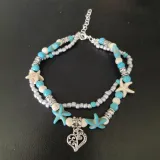 Turtle Anklets Multilayer Beads Handmade Animal Shell Beach Set Boho Foot Jewelry