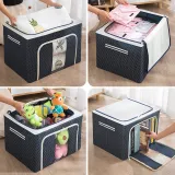 Storage Box Folding Dustproof for Bedroom Clothes Toys Storage