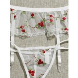 Women's Embroidery Flowers Mesh Sexy Lingerie Sets