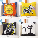 4PCS Home Cotton Decorative Cartoon Animals Throw Pillow Case Cushion Covers For Sofa Couch Bed Chair