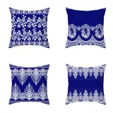 4PCS Chinese Style Geometry Decorative Throw Pillow Case Cushion Covers For Sofa Couch Bed Chair