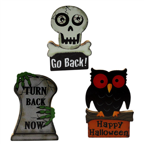 Halloween Wooden Ornaments Owl Party Scene Decoration