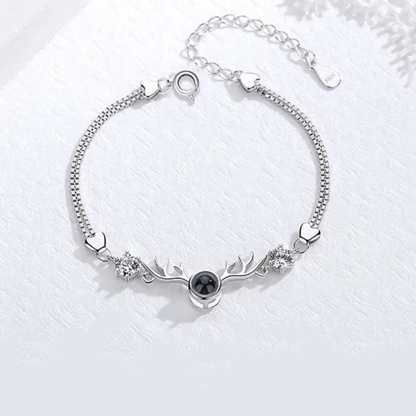 100 languages I Love You Rose Gold 925 Sterling Silver Zircon Diamond Deer Chain Jewelry Bracelet