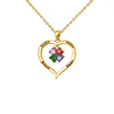 Hollow Out Diamond Heart Birthstones Necklace with Name Engraved Custom Gift For Mom Friends