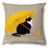 4PCS Home Cotton Decorative Cute Cartoon Cat Throw Pillow Case Cushion Covers For Sofa Couch Bed Chair