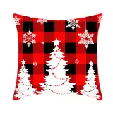 Home Decoration Christmas Tree Pillowcase Red Plaids Cotton Pillowcase