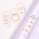Gold Hollow Out Bohemian Diamante Knuckle Rings Retro Set