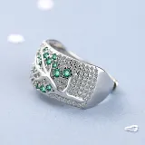 Fashion Jewelry Plum Branch Full Diamond Opening Ring Adjustable