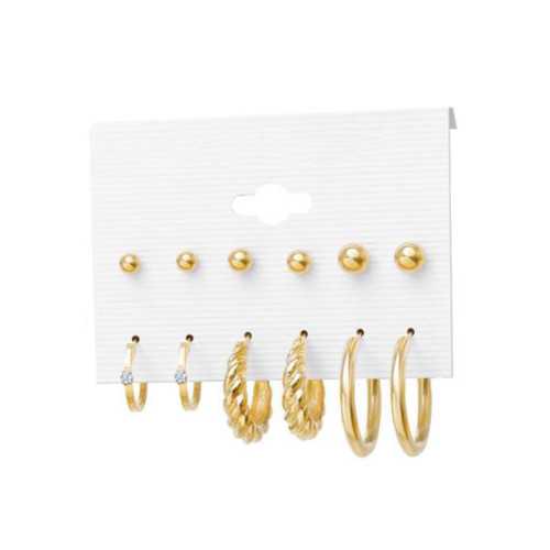 Solid Color Pearl Diamond Stud Loops Earrings
