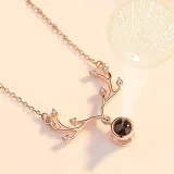 100 languages I love you Antlers Clavicle Chain Necklace Jewelry