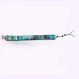 Handmade Bohemian Natural Stones Sunflower Button Adjustable Leather Bracelet for Women and Girls