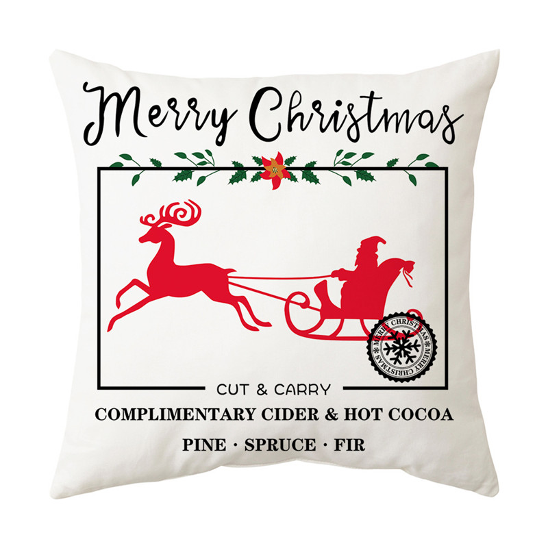 Santa Reindeer Hugging Pillowcase Home Decoration Holiday Printed Sofa Pillowcase