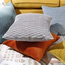 Velvet Plaid Pure Color Plush Cushion Cover Home Decor Pillow Cover For Living Room Bedroom Sofa