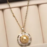 Mother's Day Gift Diamante Shell Pearl Flower Necklace Earrings Jewelry Set with Box