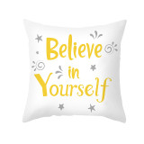 4PCS Home Cotton Decorative Slogan Pattern Throw Pillow Case Cushion Covers For Sofa Couch Bed Chair