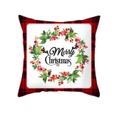 Home Decoration Christmas Wreath Pillowcase Plaid Cushion Pillow Cover