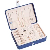 Rectangle PU Leather Jewelry Box with Lock For Girls and Women