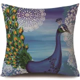 4PCS Home Cotton Decorative Peacock Pattern Throw Pillow Case Cushion Covers For Sofa Couch Bed Chair