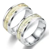 Luminous ECG Stainless Steel Ring Heartbeat Ring Glowing Jewelry