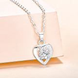 Sterling Silver Zircon Diamond Love Heart Pendant Chain Jewelry Necklace