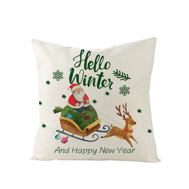 Santa Claus Pillowcase Cartoon Printing Home Sofa Cushion Cover