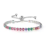 Square Multicolor Adjustable Crystal Birthstone Bracelet Gift For Mom Friends