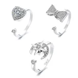Zircon Diamonds Anxiety Stainless Steel Spinner Relieveing Ring Flower Butterfly Jewelry Rings