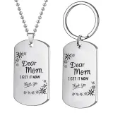2PCS Mothers Day Gift Best Mom Stainless Steel Letter Keyring Necklace Pendant for Mom