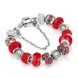 Women's 12 Constellations Crystal Beads Silver Bracelet Chain Charm Jewelry
