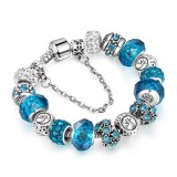 Women's 12 Constellations Crystal Beads Silver Bracelet Chain Charm Jewelry