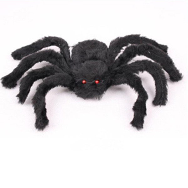 Halloween Long-Haired Black Spider Props Outdoor Venue Layout Plush Spider Toy