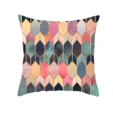 4PCS Home Cotton Decorative Rhombus Printing Throw Pillow Case Cushion Covers For Sofa Couch Bed Chair