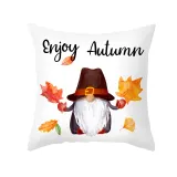 Maple Leaf Santa Print Thanksgiving Pillowcase Peach Skin Pillowcase