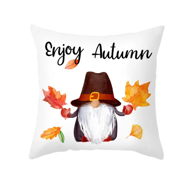 Maple Leaf Santa Print Thanksgiving Pillowcase Peach Skin Pillowcase