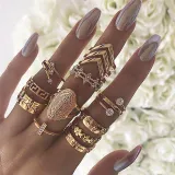 Gold Diamond Butterfly Snake Vintage Knuckle Stackable Finger Rings Set