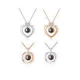 100 languages I love you Heart Zircon Diamonds Chain Necklace Jewelry